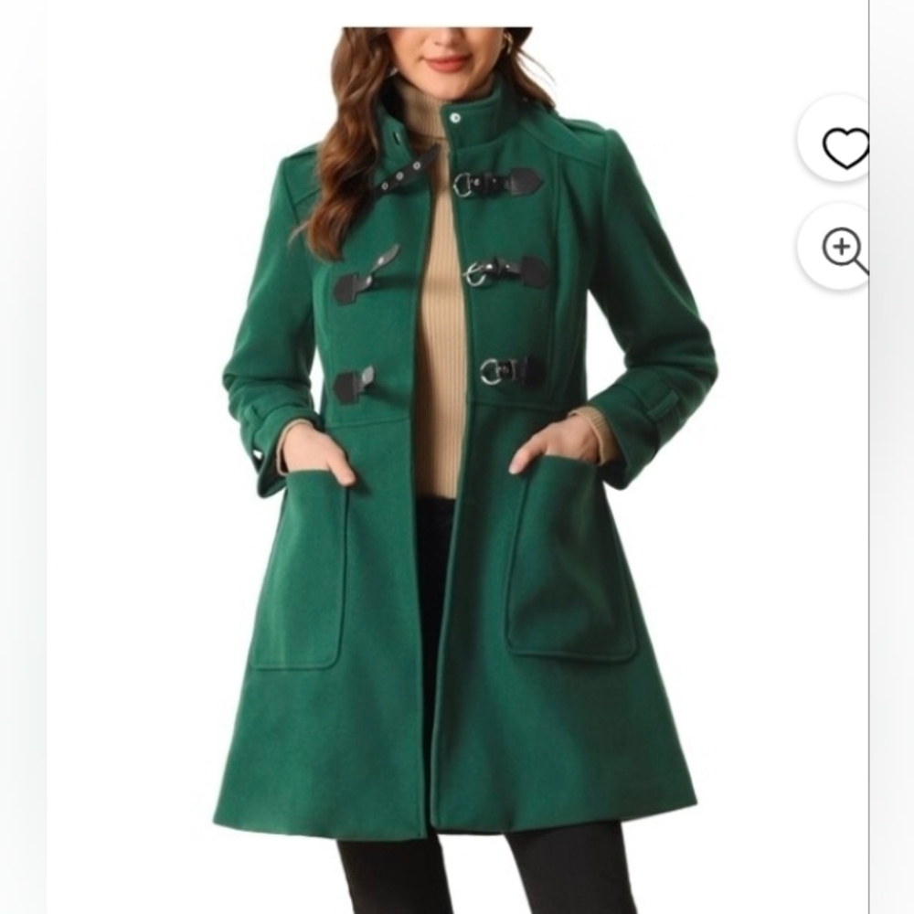 Allegra K Stand Collar Coat Single Breasted Vintage Winter Outwear Coat
